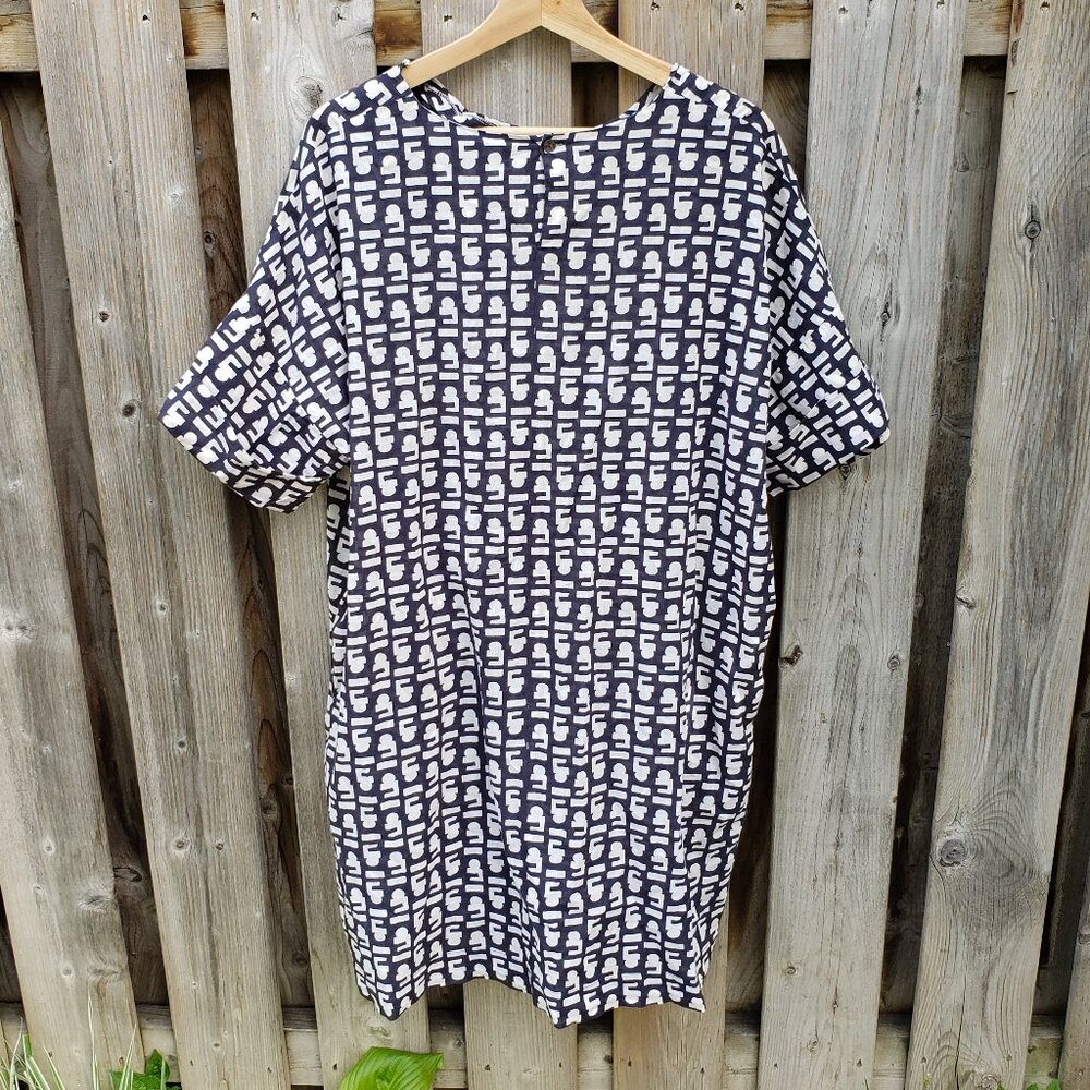 Layla light cotton oversized dress tunic navy & white - size M - Picture 5 of 6